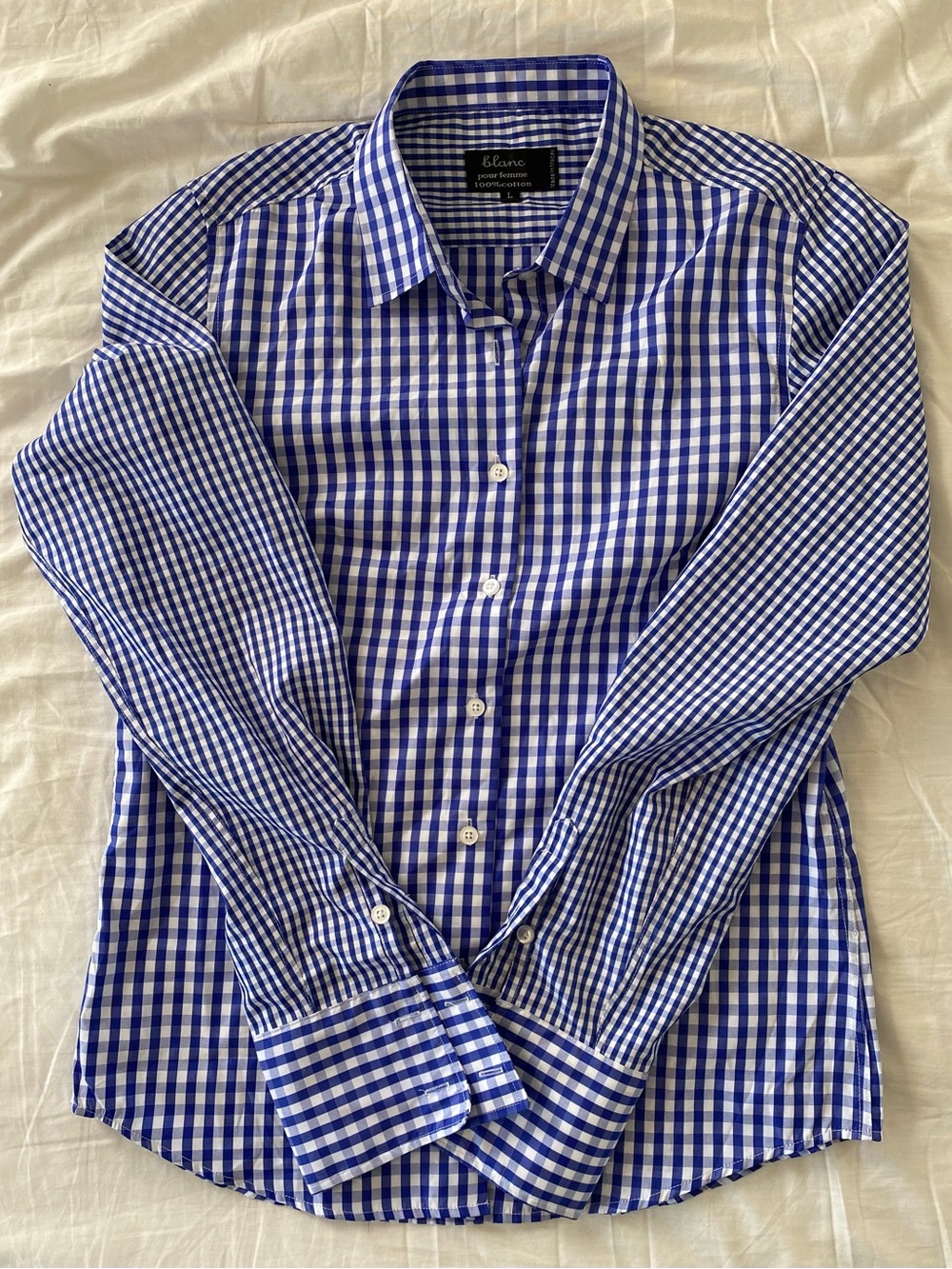 Vintage Blanc Women’s Blue Gingham Button-Down Shirt